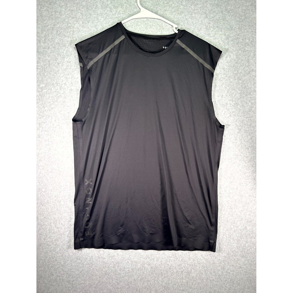 Equinox Tank Top Mens Large Black Stretch Crew Neck Athletic Workout Training